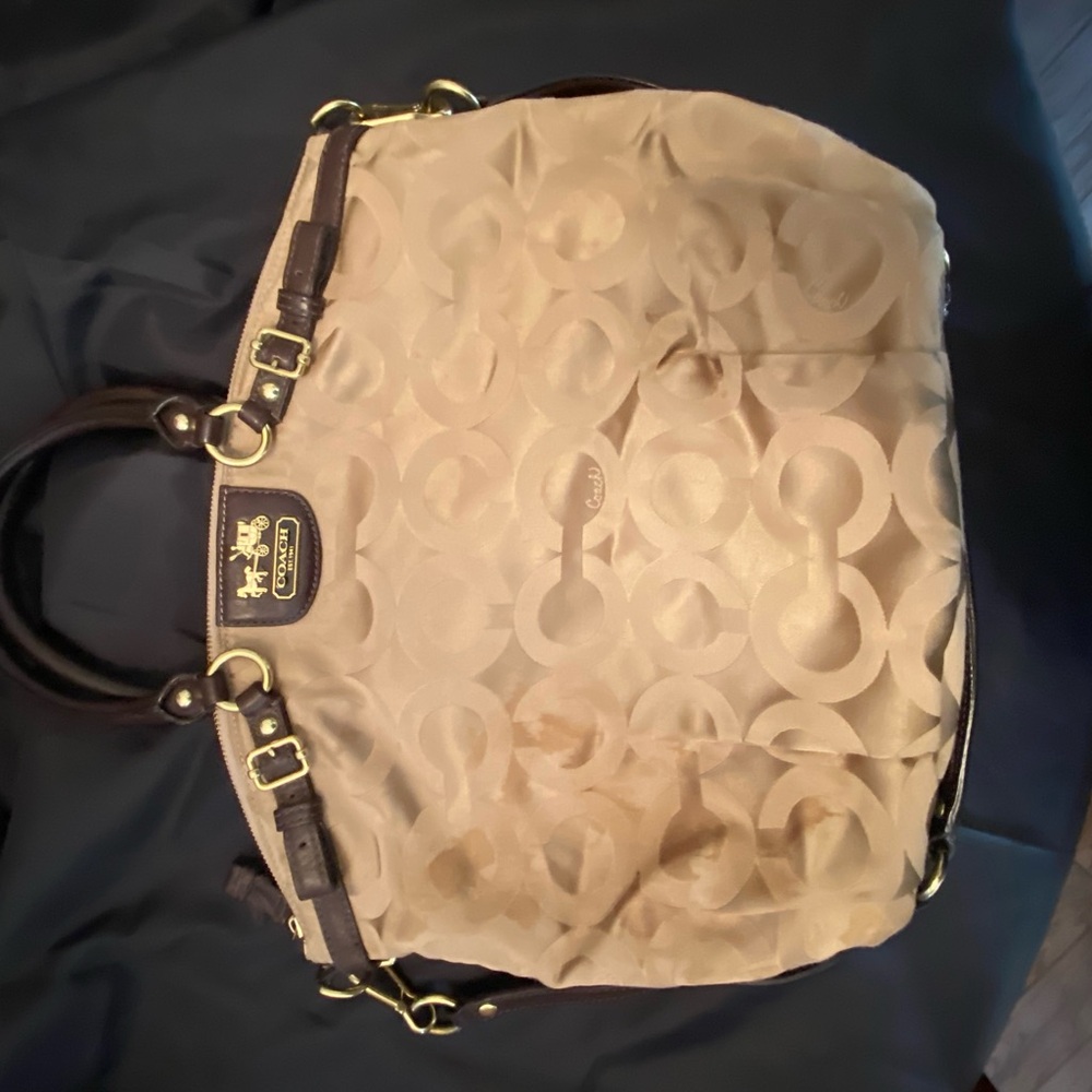 Coach Beige and Brown Signature Satchel - Picture 3 of 13